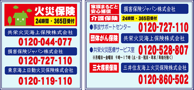 緊急連絡先(火災)