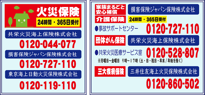 緊急連絡先(火災)