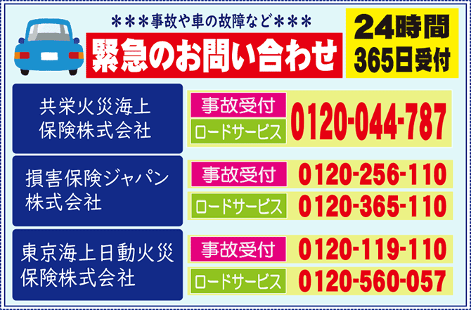緊急連絡先(車)