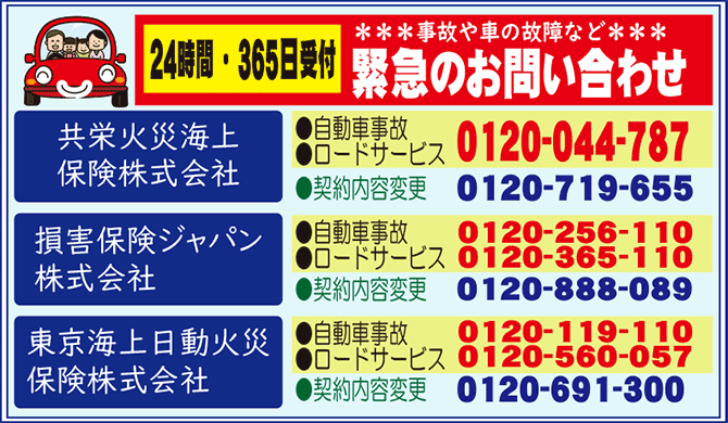 緊急連絡先(車)