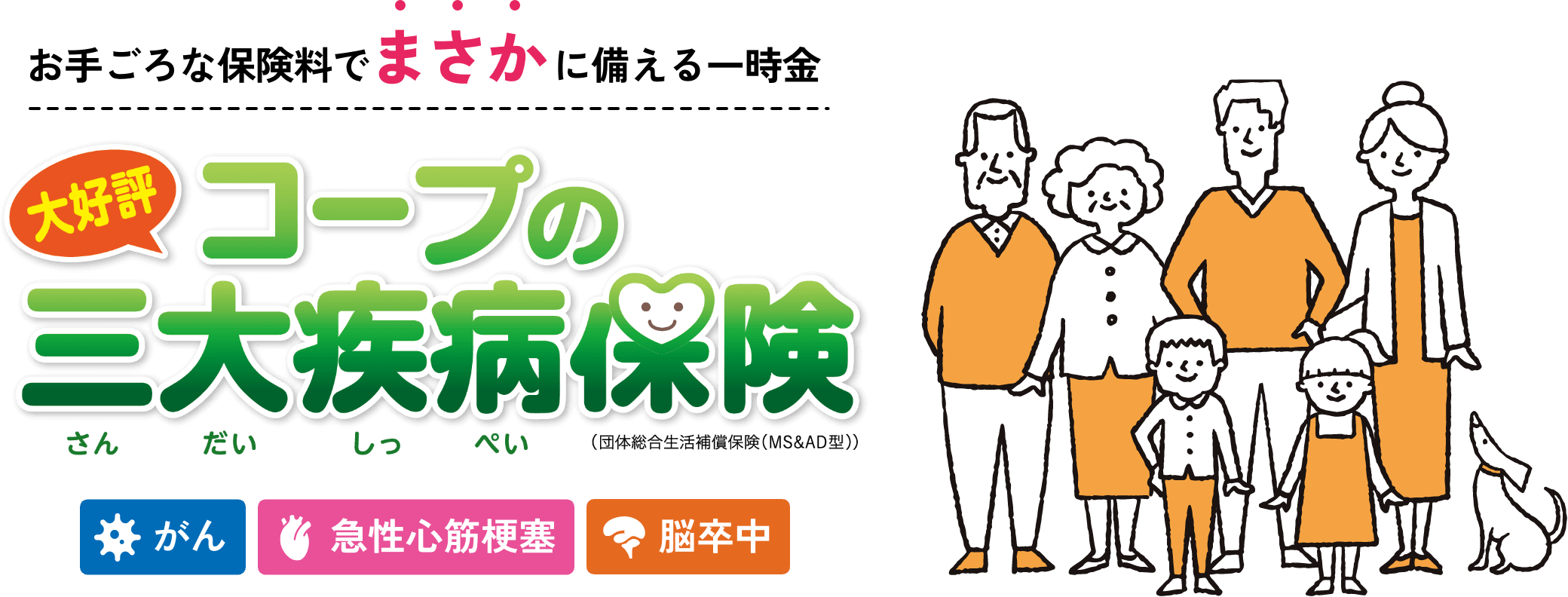 お手頃な保険料でまさかに備える一時金 コープの三大疾病保険